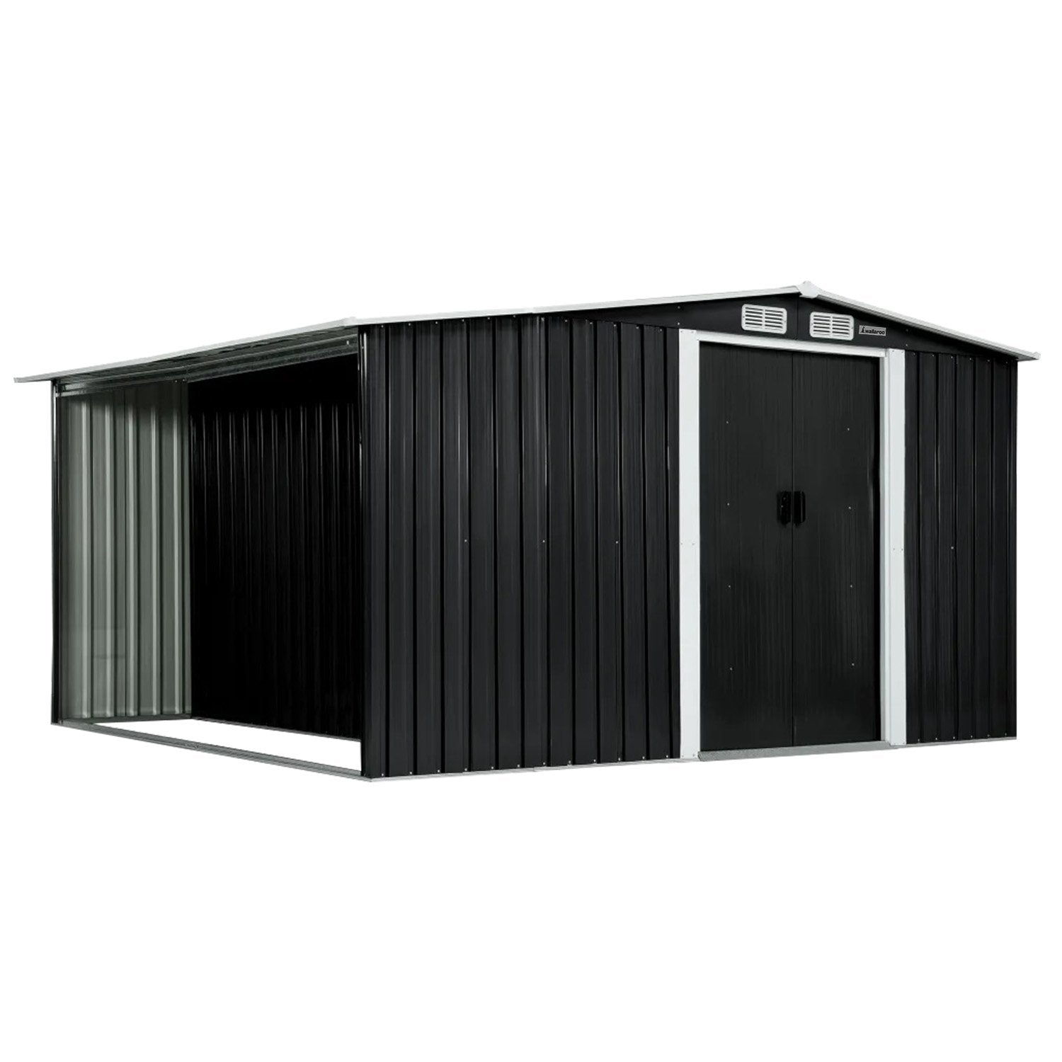 Wallaroo Garden Shed with Semi-Closed Storage 10*8FT - Black V240-GSS-BSW-108S-BK