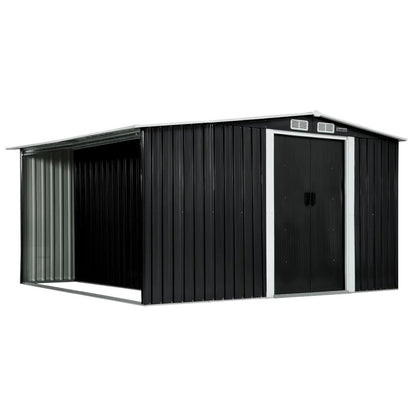 Wallaroo Garden Shed with Semi-Closed Storage 10*8FT - Black V240-GSS-BSW-108S-BK