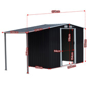 Wallaroo 4x8ft Zinc Steel Garden Shed with Open Storage - Black V240-GSS-BSW-48O-BK