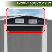 Wallaroo 4x8ft Zinc Steel Garden Shed with Open Storage - Black V240-GSS-BSW-48O-BK