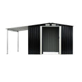 Wallaroo 6x8ft Zinc Steel Garden Shed with Open Storage - Black V240-GSS-BSW-68O-BK