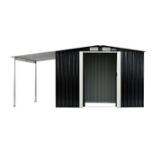 Wallaroo 6x8ft Zinc Steel Garden Shed with Open Storage - Black V240-GSS-BSW-68O-BK