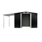 Wallaroo 6x8ft Zinc Steel Garden Shed with Open Storage - Black V240-GSS-BSW-68O-BK