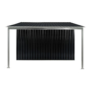 Wallaroo 6x8ft Zinc Steel Garden Shed with Open Storage - Black V240-GSS-BSW-68O-BK