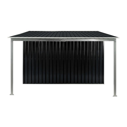 Wallaroo 6x8ft Zinc Steel Garden Shed with Open Storage - Black V240-GSS-BSW-68O-BK