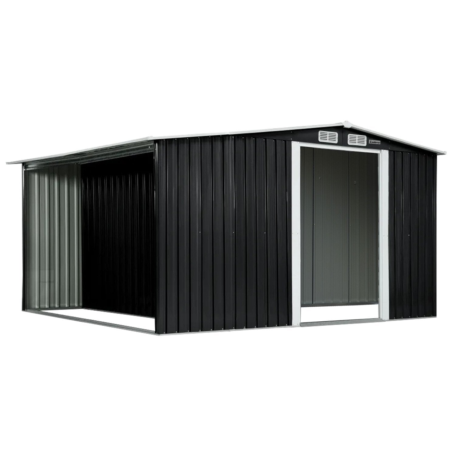 Wallaroo Garden Shed with Semi-Close Storage 6*8FT - Black V240-GSS-BSW-68S-BK