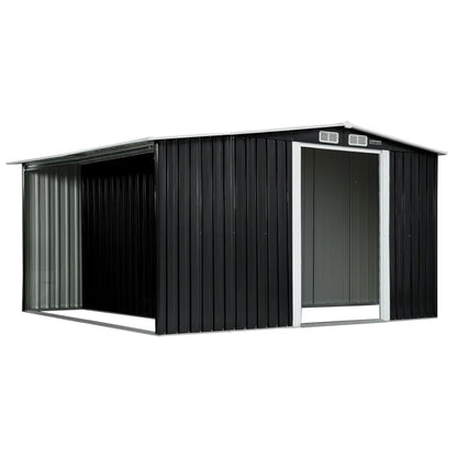 Wallaroo Garden Shed with Semi-Close Storage 6*8FT - Black V240-GSS-BSW-68S-BK