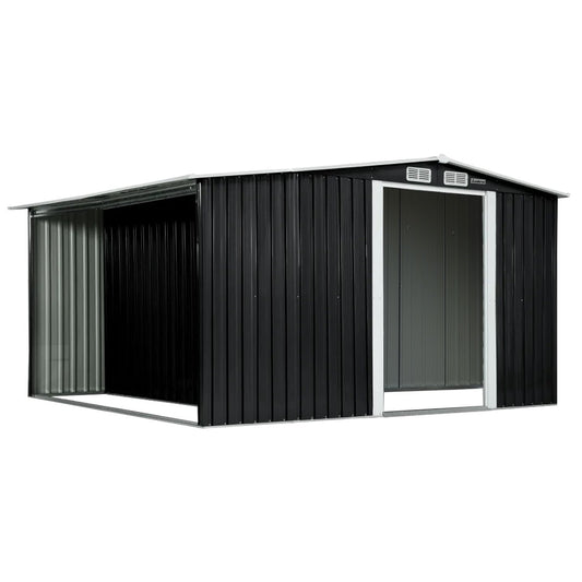Wallaroo Garden Shed with Semi-Close Storage 6*8FT - Black V240-GSS-BSW-68S-BK