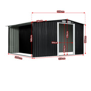 Wallaroo Garden Shed with Semi-Close Storage 6*8FT - Black V240-GSS-BSW-68S-BK