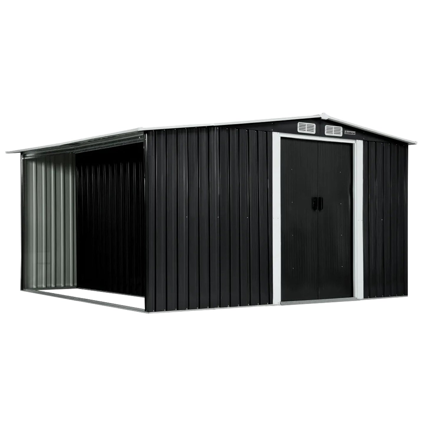 Wallaroo Garden Shed with Semi-Close Storage 6*8FT - Black V240-GSS-BSW-68S-BK