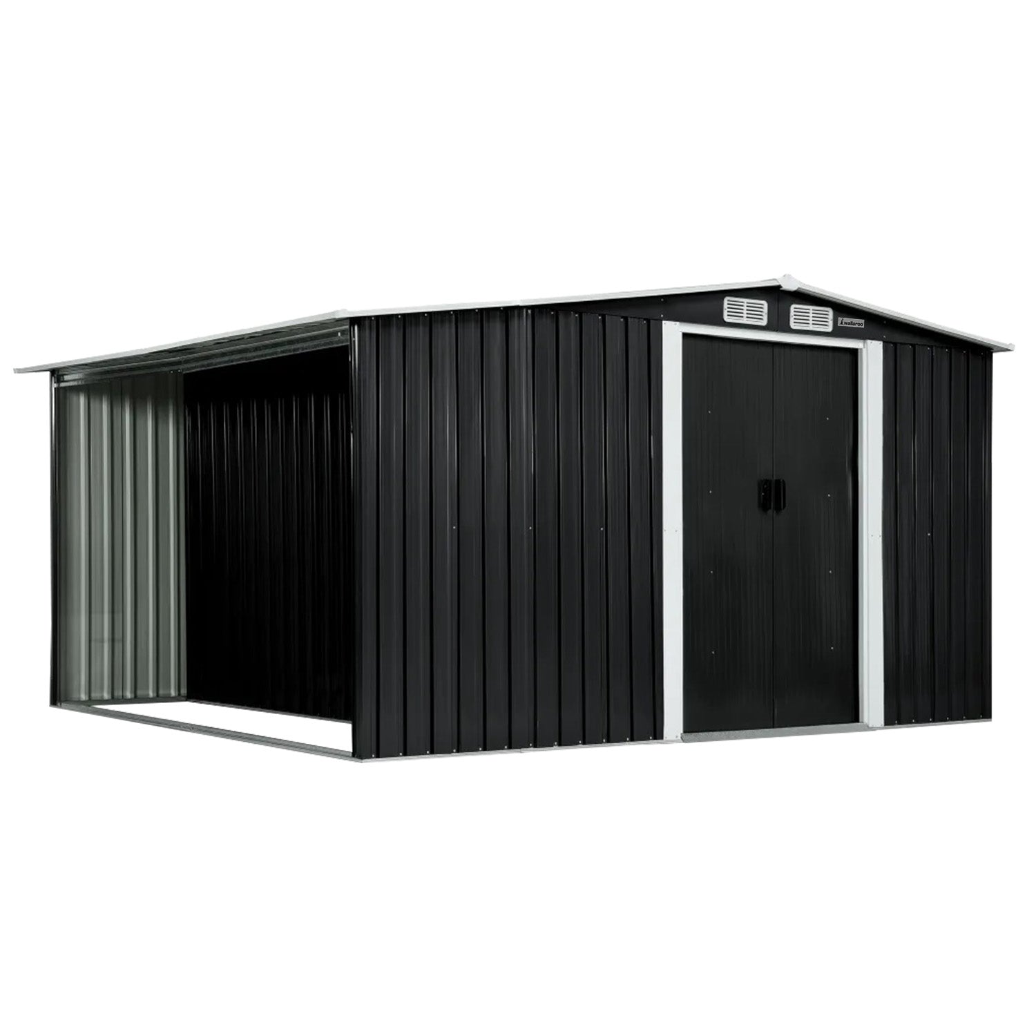 Wallaroo Garden Shed with Semi-Close Storage 6*8FT - Black V240-GSS-BSW-68S-BK