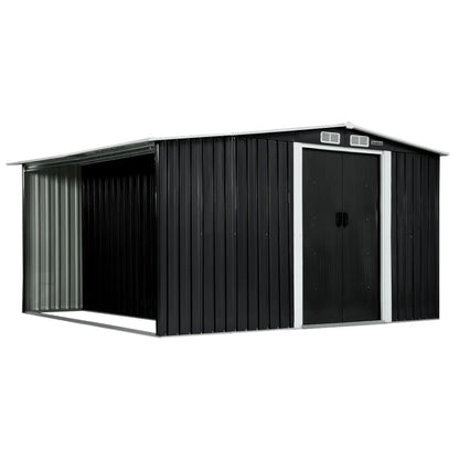 Wallaroo Garden Shed with Semi-Close Storage 6*8FT - Black V240-GSS-BSW-68S-BK