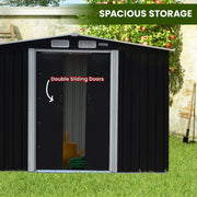 Wallaroo Garden Shed with Semi-Close Storage 6*8FT - Black V240-GSS-BSW-68S-BK