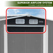 Wallaroo Garden Shed with Semi-Close Storage 6*8FT - Black V240-GSS-BSW-68S-BK