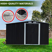 Wallaroo Garden Shed with Semi-Close Storage 6*8FT - Black V240-GSS-BSW-68S-BK