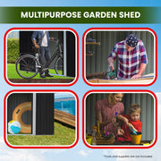 Wallaroo Garden Shed with Semi-Close Storage 6*8FT - Black V240-GSS-BSW-68S-BK