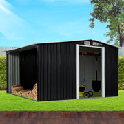 Wallaroo Garden Shed with Semi-Close Storage 6*8FT - Black V240-GSS-BSW-68S-BK