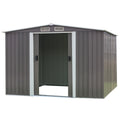 Wallaroo Garden Shed Spire Roof 8ft x 8ft Outdoor Storage Shelter - Grey V240-GSS-BSW-88N-GY