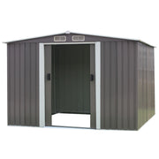 Wallaroo Garden Shed Spire Roof 8ft x 8ft Outdoor Storage Shelter - Grey V240-GSS-BSW-88N-GY