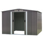 Wallaroo Garden Shed Spire Roof 8ft x 8ft Outdoor Storage Shelter - Grey V240-GSS-BSW-88N-GY