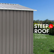 Wallaroo Garden Shed Spire Roof 8ft x 8ft Outdoor Storage Shelter - Grey V240-GSS-BSW-88N-GY
