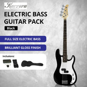 Karrera 39in Electric Guitar Bass Tuner Music 4-String Instrument Full Size Black V240-GTR-JB2-15W-BK