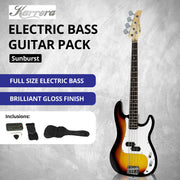 Karrera 39in Electric Guitar Bass Tuner Music 4-String Instrument Full Size Sunburst V240-GTR-JB2-15W-SB