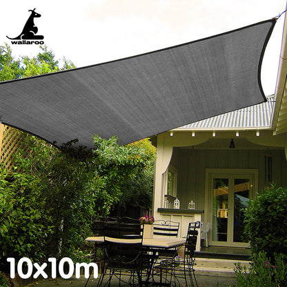 Wallaroo Outdoor Sun Shade Sail Canopy Grey Square 10 x 10M V240-GYSS-10X10