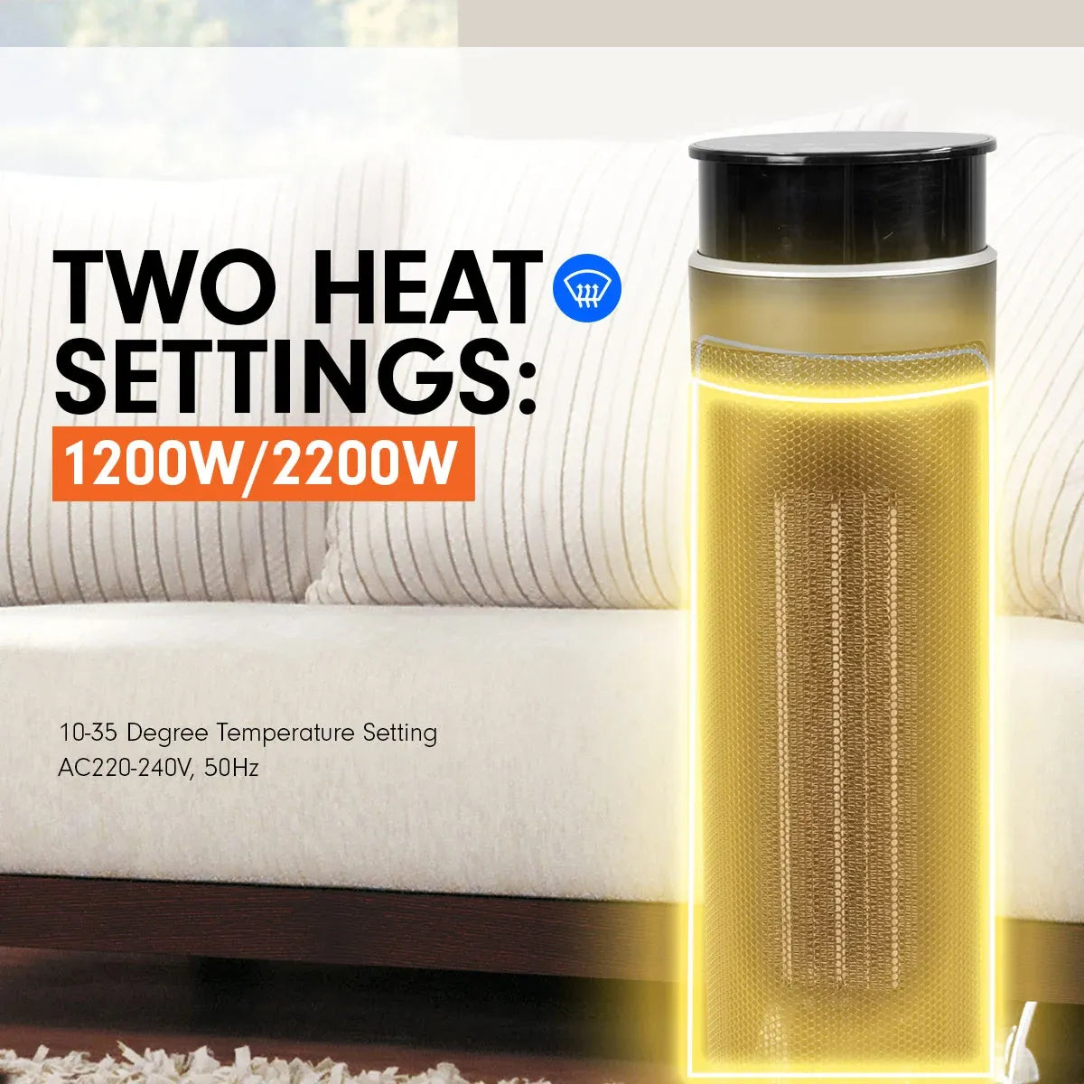 Pronti Electric Tower Heater 2000W Ceramic Portable Remote - Black V240-HEA-PCT-67HL-BK
