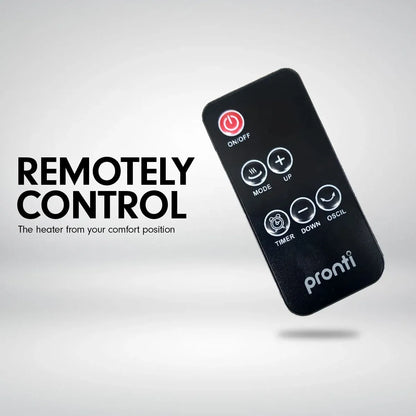 Pronti Electric Tower Heater 2000W Ceramic Portable Remote - Black V240-HEA-PCT-67HL-BK