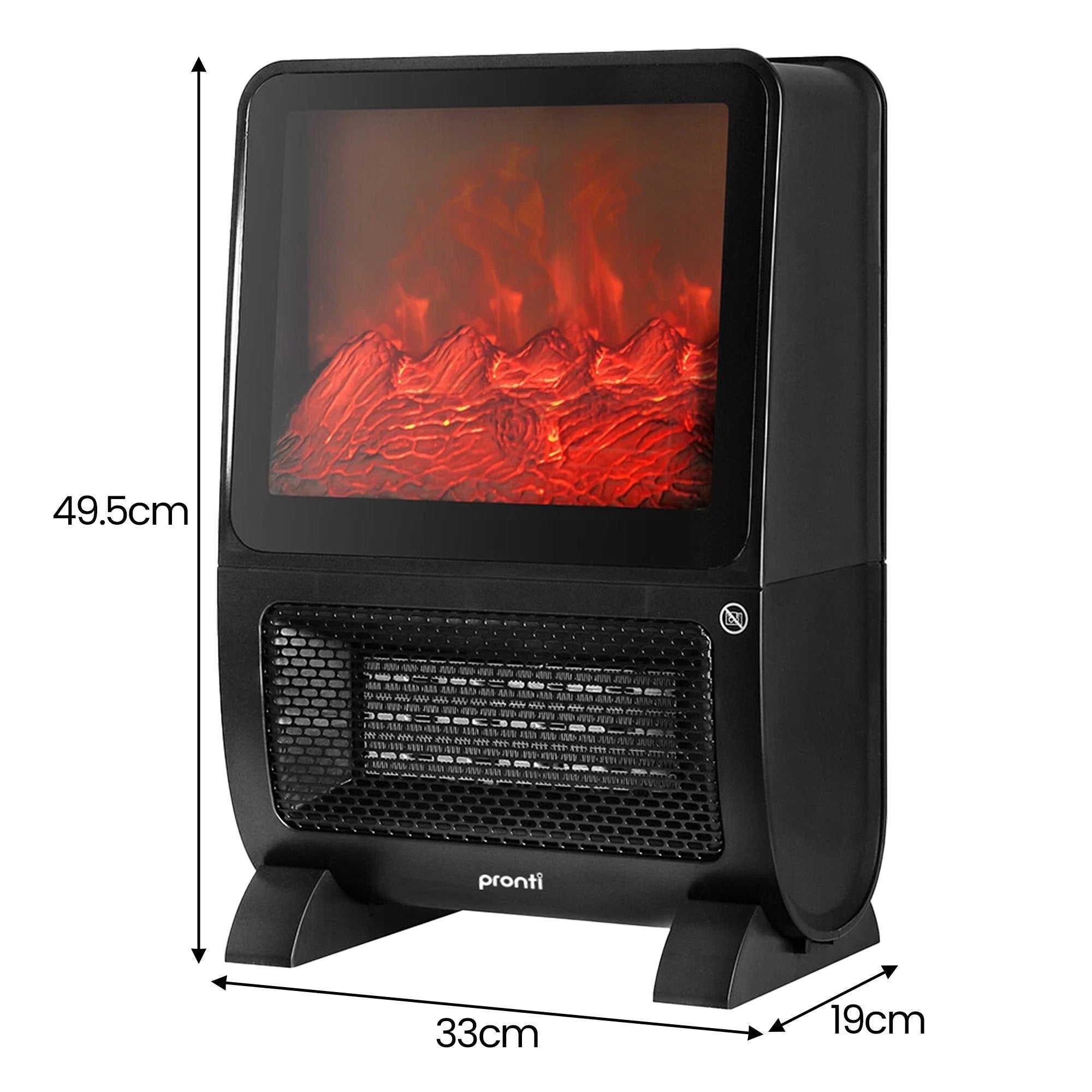 Pronti 2000W 3D Fire PTC Electric Portable Room Heater V240-HEA-TPN-TPC-RB