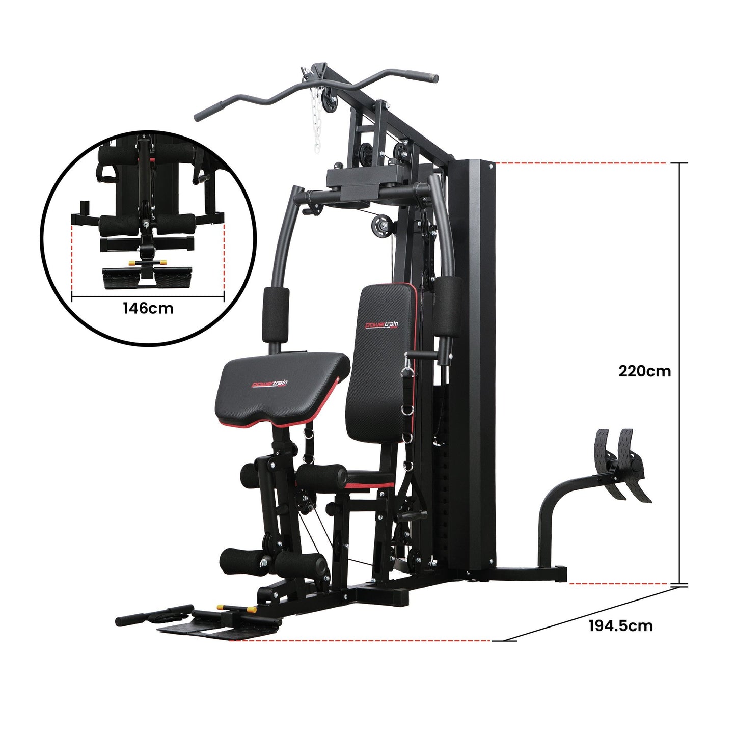 Powertrain Jx-89 Multi Station Home Gym 68kg Weight Cable Machine V240-HGM-89F-JX