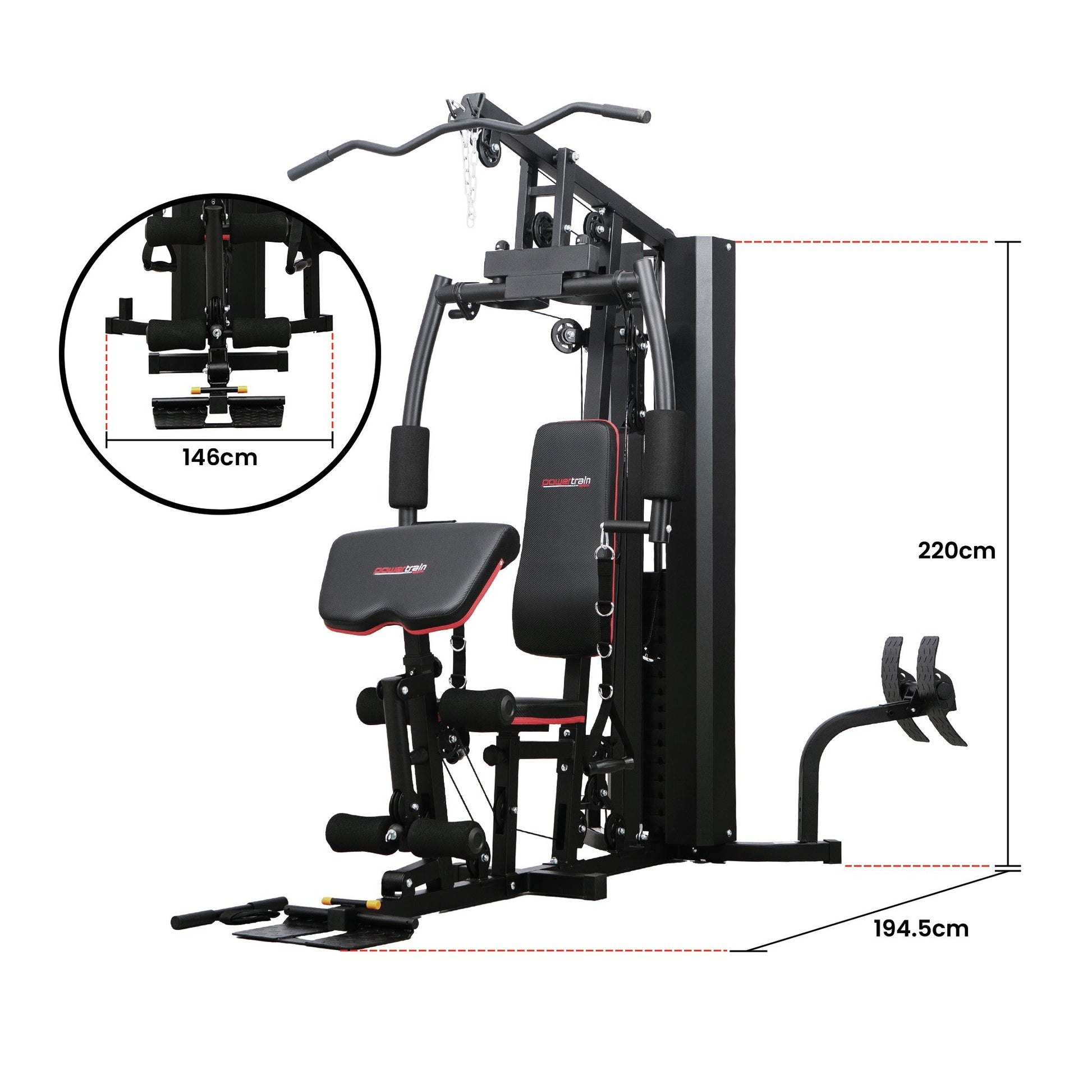 Powertrain Jx-89 Multi Station Home Gym 68kg Weight Cable Machine V240-HGM-89F-JX