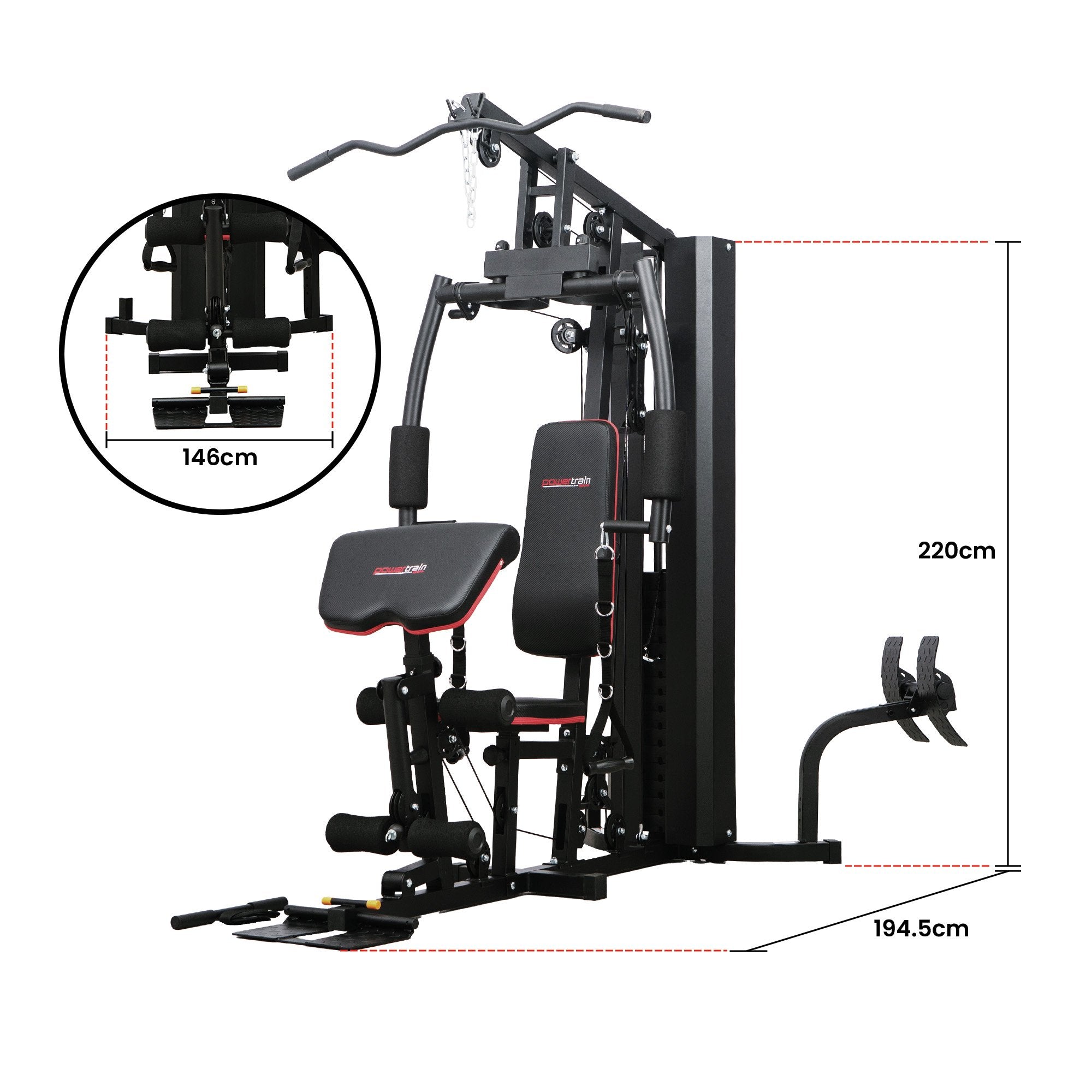 Powertrain Jx-89 Multi Station Home Gym 68kg Weight Cable Machine V240-HGM-89F-JX