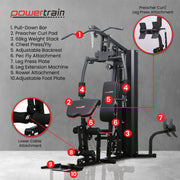 Powertrain Jx-89 Multi Station Home Gym 68kg Weight Cable Machine V240-HGM-89F-JX
