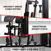 Powertrain Jx-89 Multi Station Home Gym 68kg Weight Cable Machine V240-HGM-89F-JX
