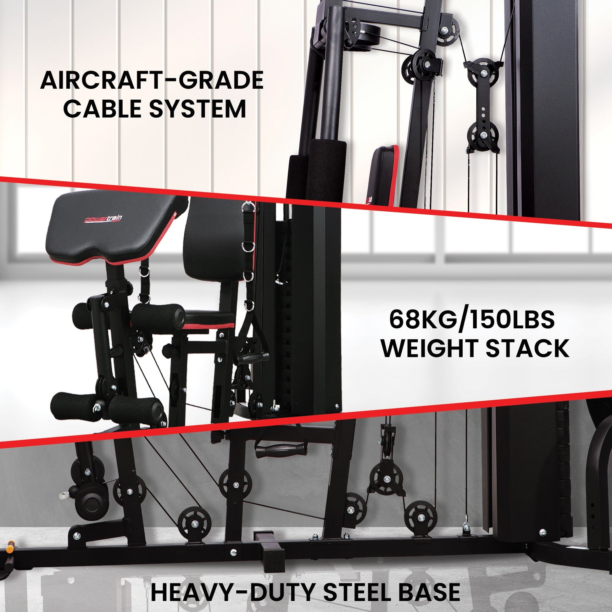 Powertrain Jx-89 Multi Station Home Gym 68kg Weight Cable Machine V240-HGM-89F-JX