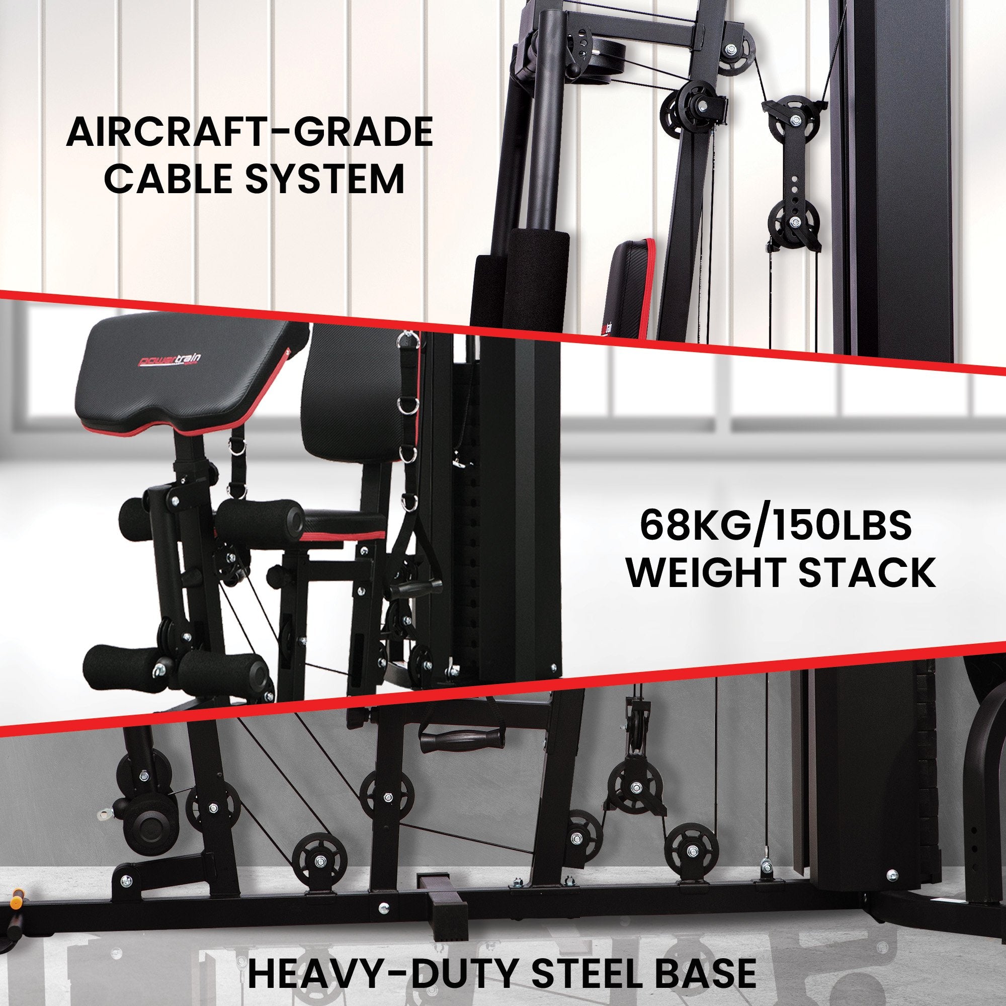 Powertrain Jx-89 Multi Station Home Gym 68kg Weight Cable Machine V240-HGM-89F-JX
