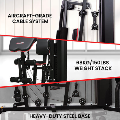 Powertrain Jx-89 Multi Station Home Gym 68kg Weight Cable Machine V240-HGM-89F-JX