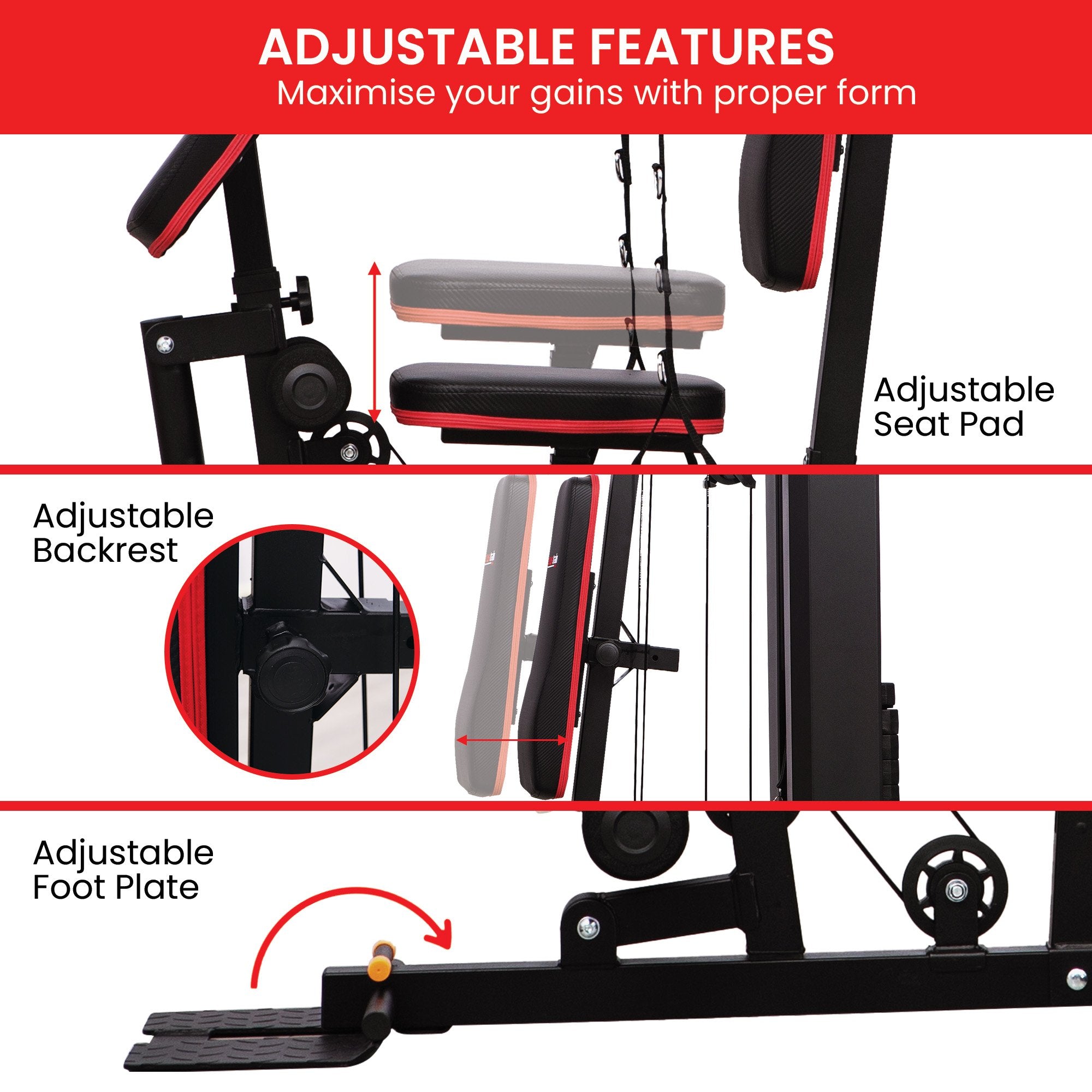 Powertrain Jx-89 Multi Station Home Gym 68kg Weight Cable Machine V240-HGM-89F-JX