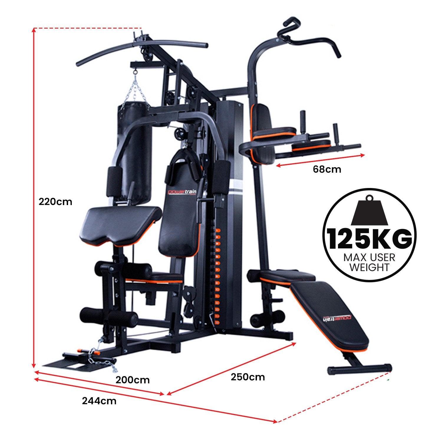 Powertrain Multi Station Home Gym 150lbs Weights Punching Bag V240-HGM-930-JX