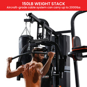 Powertrain Multi Station Home Gym 150lbs Weights Punching Bag V240-HGM-930-JX