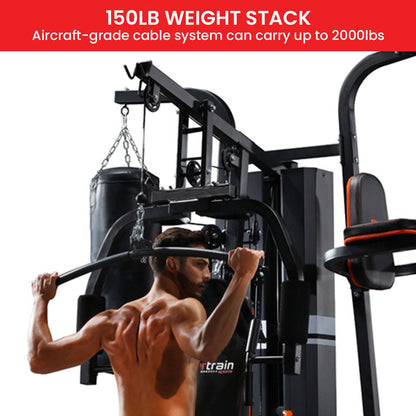 Powertrain Multi Station Home Gym 150lbs Weights Punching Bag V240-HGM-930-JX