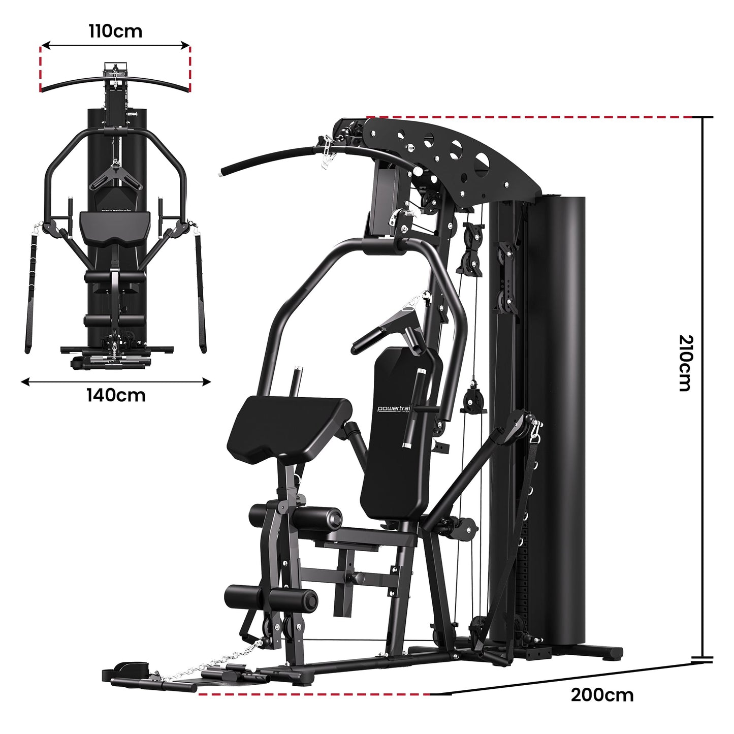 Powertrain Home Multi Gym 560 Full Body Training with 90kg Weight Stack Home Gym V240-HGM-JUN-560