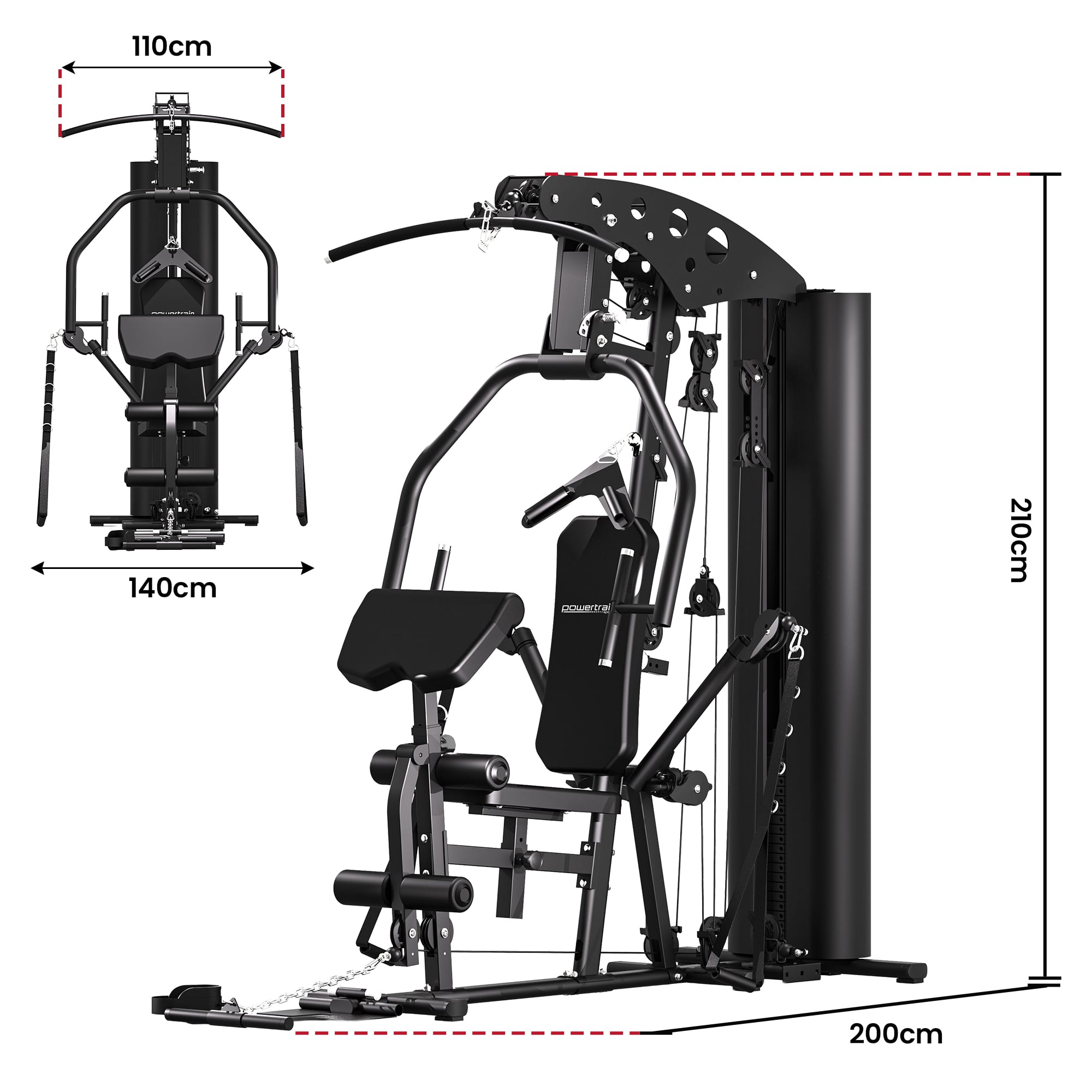 Powertrain Home Multi Gym 560 Full Body Training with 90kg Weight Stack Home Gym V240-HGM-JUN-560