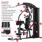 Powertrain Home Multi Gym 560 Full Body Training with 90kg Weight Stack Home Gym V240-HGM-JUN-560
