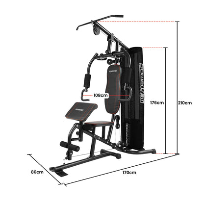 Powertrain Multi Station Home Gym With 68kg Weights Preacher Curl Pad V240-HGM-MTR-080-068