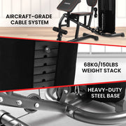 Powertrain Multi Station Home Gym With 68kg Weights Preacher Curl Pad V240-HGM-MTR-080-068