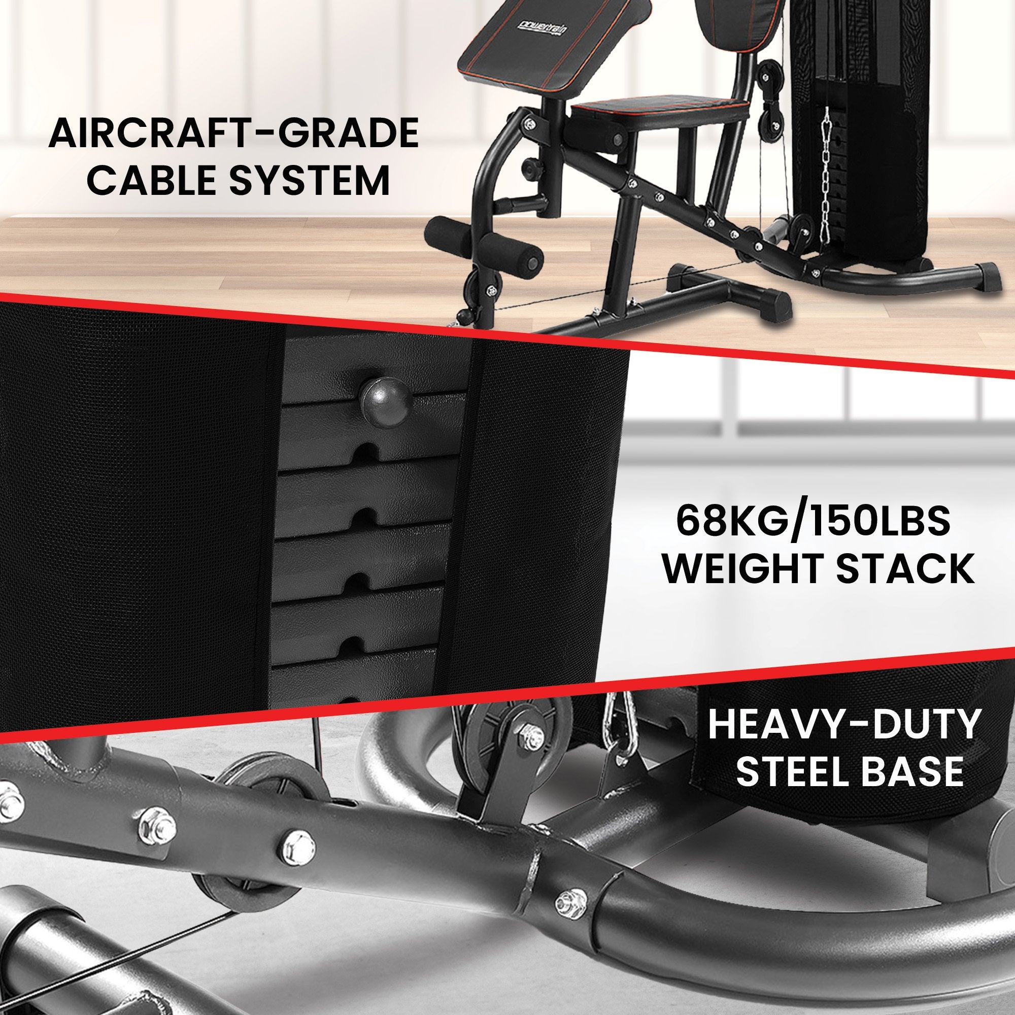 Powertrain Multi Station Home Gym With 68kg Weights Preacher Curl Pad V240-HGM-MTR-080-068