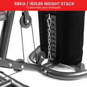 Powertrain Multi Station Home Gym With 68kg Weights Preacher Curl Pad V240-HGM-MTR-080-068